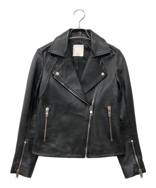 Sandro（サンドロ）Sandro (サンドロ) ラムレザーダブルライダースジャケット ブラックの古着・服飾アイテム