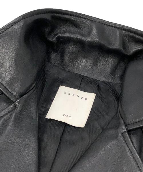 Sandro（サンドロ）Sandro (サンドロ) ラムレザーダブルライダースジャケット ブラックの古着・服飾アイテム