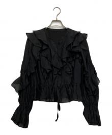 Apuweiser-riche（アプワイザーリッシェ）の古着「シアーフリルブラウス」｜ブラック