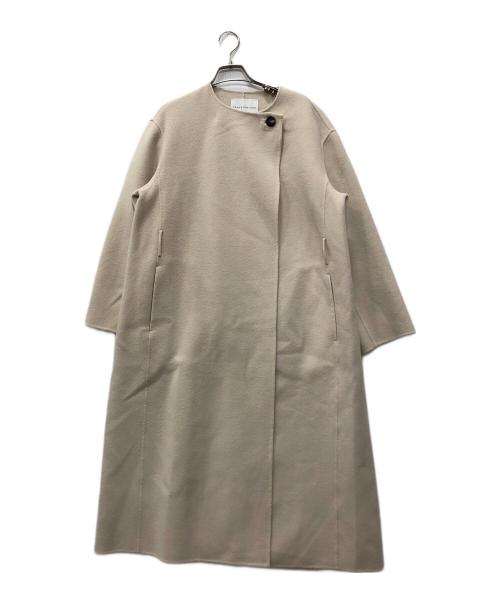 TOMORROW LAND（トゥモローランド）TOMORROW LAND (トゥモローランド) プレミアムウールリバーノーカラーコート ベージュ サイズ:36の古着・服飾アイテム