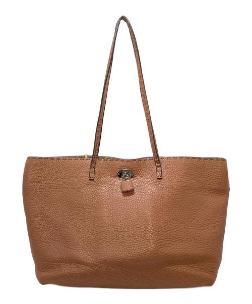 FENDI（フェンディ）FENDI (フェンディ) トートバッグ　レザーバッグ　スモールカルラ　セレリア ブラウン サイズ:実寸参照の古着・服飾アイテム