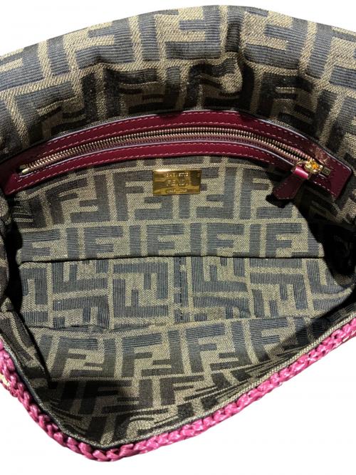 FENDI（フェンディ）FENDI (フェンディ) ラフィア×レザーショルダーバッグ/8BR600 バーガンディー サイズ:-の古着・服飾アイテム