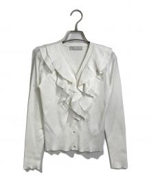 CELFORD（セルフォード）の古着「ラッフルフリルリブニットカーディガン」｜ホワイト