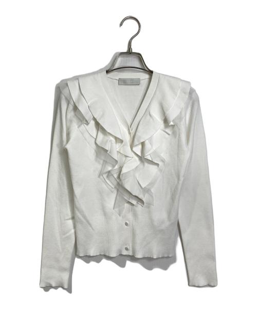 CELFORD（セルフォード）CELFORD (セルフォード) ラッフルフリルリブニットカーディガン ホワイト サイズ:ONEの古着・服飾アイテム