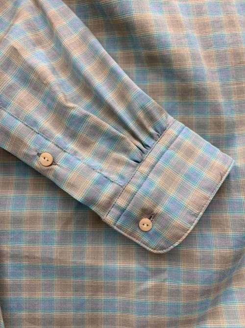 NICENESS（ナイスネス）NICENESS (ナイスネス) BOLLES - ジップアップシャツ ブルー×グレー サイズ:Sの古着・服飾アイテム