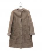 UNITED ARROWSユナイテッドアローズ）の古着「リアルムートン ノーカラーコート」｜ベージュ