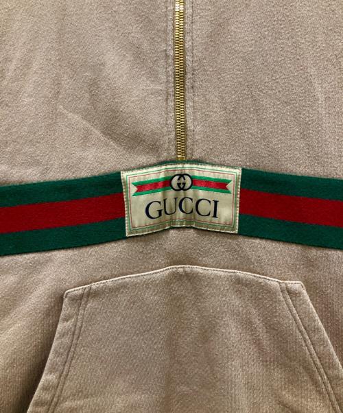 GUCCI（グッチ）GUCCI (グッチ) ヴィンテージロゴ＆シェリーラインハーフジップフーディ ベージュ サイズ:XSの古着・服飾アイテム