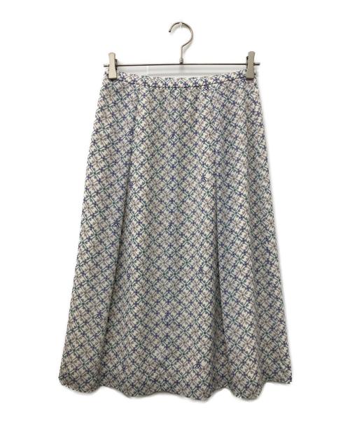 AMACA（アマカ）AMACA (アマカ) LIBERTY (リバティ) Ribbon Medallion エアリージョーゼットスカート ホワイト サイズ:36の古着・服飾アイテム