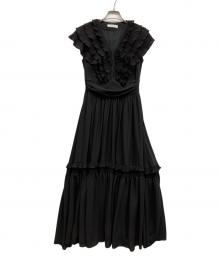 L'AUBE BLANC（ローブ ブラン）の古着「Pleats collar Chiffon Dress」｜ブラック