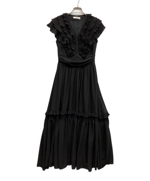 L'AUBE BLANC（ローブ ブラン）L'AUBE BLANC (ローブ ブラン) Pleats collar Chiffon Dress ブラック サイズ:Sの古着・服飾アイテム