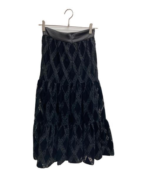 HER LIP TO（ハーリップトゥ）Her lip to (ハーリップトゥ) Embroidered Velour Tiered Skirt（エンブロイダリー　ベロア　ティアード　スカート） ブラック サイズ:Sの古着・服飾アイテム