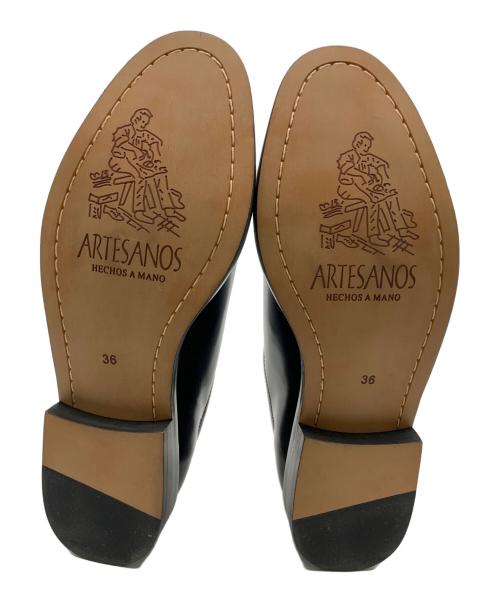 ARTESANOS（アルテサノス）ARTESANOS (アルテサノス) レザーベルト スリット ローファー ブラック サイズ:36の古着・服飾アイテム