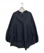 DOMELLEドメル）の古着「ギャザースリーブシャツ」｜ネイビー