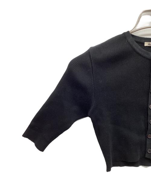 AURALEE（オーラリー）AURALEE (オーラリー) GIZA HIGH GAUGE RIB KNIT SHORT CARDIGAN ブラック サイズ:1の古着・服飾アイテム