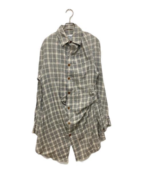 Vivienne Westwood man（ヴィヴィアン ウェストウッド マン）Vivienne Westwood man (ヴィヴィアン ウェストウッド マン) 変形デザインロングシャツ グレー サイズ:46の古着・服飾アイテム