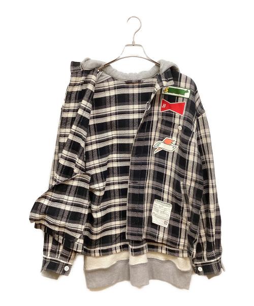 Maison MIHARA YASUHIRO（メゾン ミハラ ヤスヒロ）Maison MIHARA YASUHIRO (メゾン ミハラ ヤスヒロ) パッチリークドドッキングシャツ グレー サイズ:46の古着・服飾アイテム