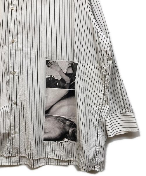 TARO HORIUCHI（タロウホリウチ）TARO HORIUCHI (タロウホリウチ) Oversized Shirt - Print - Stripe ホワイト サイズ:46の古着・服飾アイテム