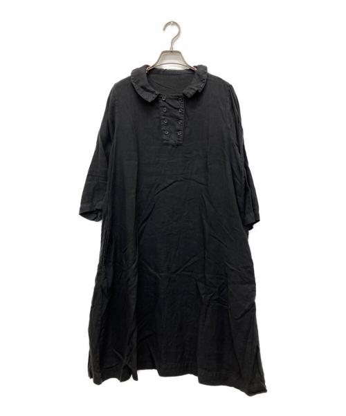 nest Robe（ネストローブ）nest Robe (ネストローブ) リネンワンピース ブラック サイズ:Freeの古着・服飾アイテム