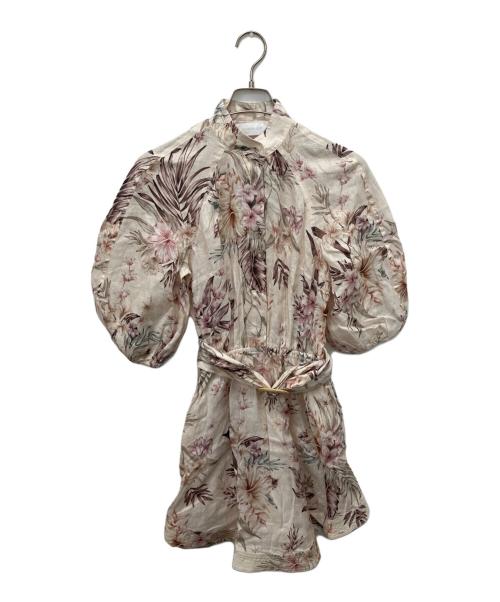 ZIMMERMANN（ジマーマン）ZIMMERMANN (ジマーマン) 花柄リネンワンピース ベージュ サイズ:1の古着・服飾アイテム