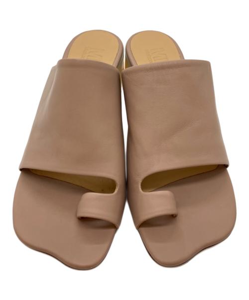 MM6 Maison Margiela（エムエムシックスメゾンマルジェラ）MM6 Maison Margiela (エムエムシックスメゾンマルジェラ) レザートングサンダル ピンクベージュ サイズ:35の古着・服飾アイテム