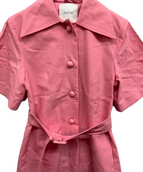 patou（パトゥ）patou (パトゥ) Patou Short sleeves belted jacket　パトゥ ショートスリーブス ベルテッド ジャケット ピンク サイズ:34の古着・服飾アイテム