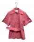 patou（パトゥ）の古着「Patou Short sleeves belted jacket　パトゥ ショートスリーブス ベルテッド ジャケット」｜ピンク