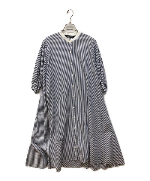 mizuiro-ind（ミズイロインド）mizuiro-ind (ミズイロインド) ストライプ半袖シャツワンピース ブルー サイズ:FREEの古着・服飾アイテム