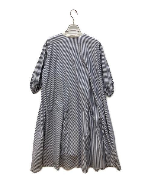 mizuiro-ind（ミズイロインド）mizuiro-ind (ミズイロインド) ストライプ半袖シャツワンピース ブルー サイズ:FREEの古着・服飾アイテム