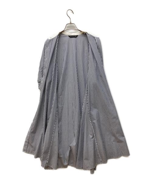 mizuiro-ind（ミズイロインド）mizuiro-ind (ミズイロインド) ストライプ半袖シャツワンピース ブルー サイズ:FREEの古着・服飾アイテム