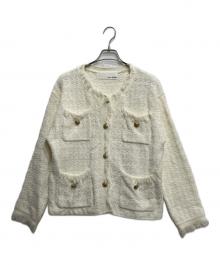 Whim Gazette（ウィムガゼット）の古着「ツイードニットジャケット」｜アイボリー