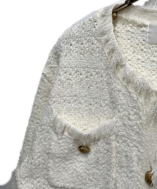 Whim Gazette（ウィムガゼット）Whim Gazette (ウィムガゼット) ツイードニットジャケット アイボリー サイズ:Freeの古着・服飾アイテム