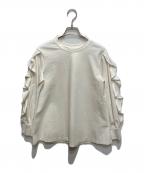 Sonoソーノ）の古着「ポンチ ストレッチ フリルスリーブプルオーバー」｜ホワイト