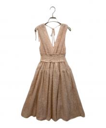 Lily Brown（リリーブラウン）の古着「フリンジジャガードシャーリングワンピース」｜ピンク