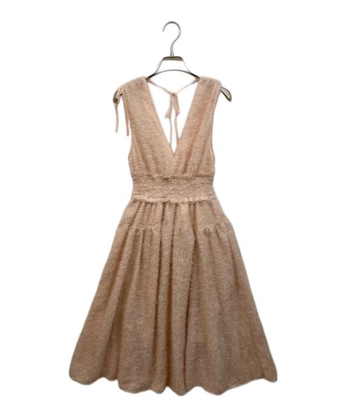 Lily Brown（リリーブラウン）Lily Brown (リリーブラウン) フリンジジャガードシャーリングワンピース ピンク サイズ:	SIZE Freeの古着・服飾アイテム