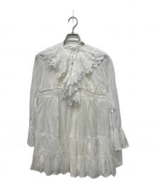 Snidel（スナイデル）の古着「コットンライクラッフルカラーチュニック」｜ホワイト