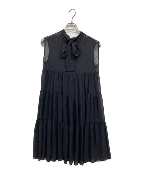 Kaene（カエン）kaene (カエン) ラメティアードノースリーブワンピース ブラック サイズ:38の古着・服飾アイテム