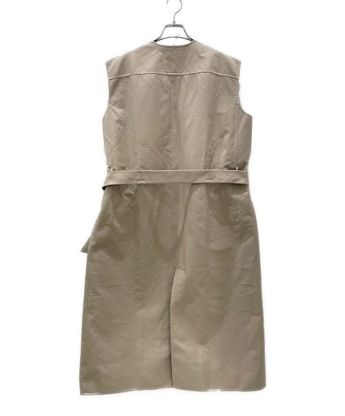 DRAWER（ドゥロワー）DRAWER (ドゥロワー) コットンナイロンケヌキノーカラーロングジレベスト ベージュ サイズ:36の古着・服飾アイテム