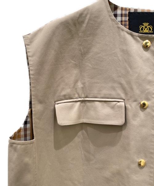 DRAWER（ドゥロワー）DRAWER (ドゥロワー) コットンナイロンケヌキノーカラーロングジレベスト ベージュ サイズ:36の古着・服飾アイテム