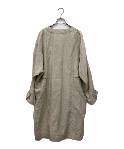 DES PRES（デ プレ）DES PRES (デ プレ) プレーンリネン ノーカラーコート ベージュ サイズ:36の古着・服飾アイテム