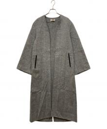 DES PRES（デ プレ）の古着「ライトダブルフェイスシャギー ストール付きコート」｜ブラック