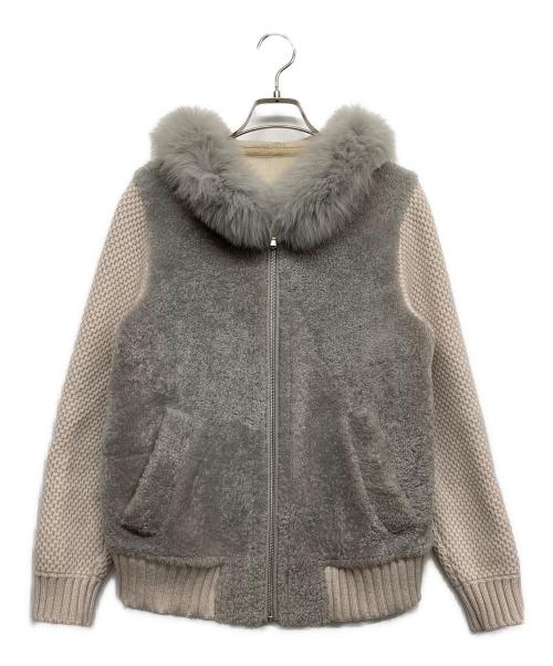 ANAYI（アナイ）ANAYI (アナイ) ムートンニットジャケット グレー サイズ:38の古着・服飾アイテム