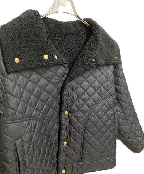 UNIVERSAL OVERALL（ユニバーサルオーバーオール）UNIVERSAL OVERALL (ユニバーサルオーバーオール) BARNYARDSTORM (バンヤードストーム) ボアリバーボンバージャケット/襟ボアキルティングジャケット ブラック サイズ:２の古着・服飾アイテム