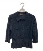 Pale Juteペールジュート）の古着「Classical lace knit cardigan Ⅱ」｜ブラック