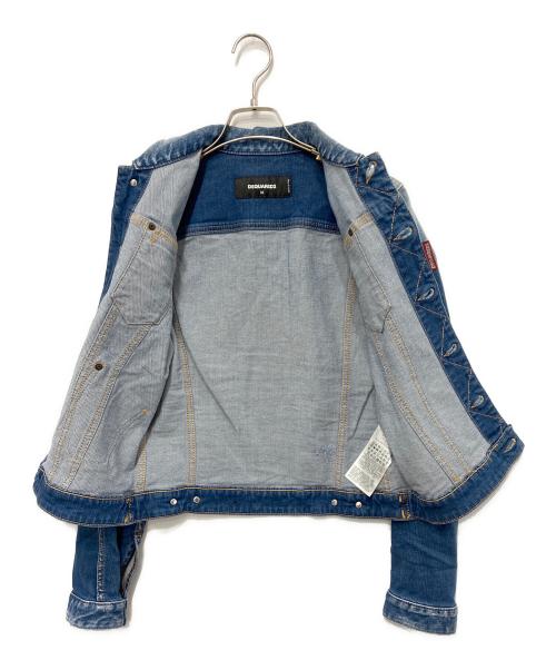DSQUARED2（ディースクエアード）DSQUARED2 (ディースクエアード) ダメージ加工デニムジャケット インディゴ サイズ:36の古着・服飾アイテム