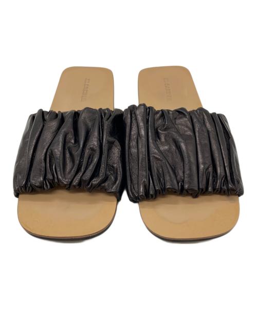 JIL SANDER（ジルサンダー）JIL SANDER (ジルサンダー) ギャザースライドレザーサンダル ブラック サイズ:36の古着・服飾アイテム