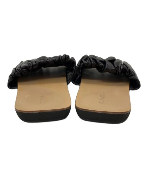 JIL SANDER（ジルサンダー）JIL SANDER (ジルサンダー) ギャザースライドレザーサンダル ブラック サイズ:36の古着・服飾アイテム