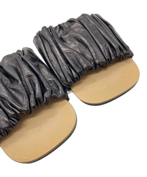 JIL SANDER（ジルサンダー）JIL SANDER (ジルサンダー) ギャザースライドレザーサンダル ブラック サイズ:36の古着・服飾アイテム