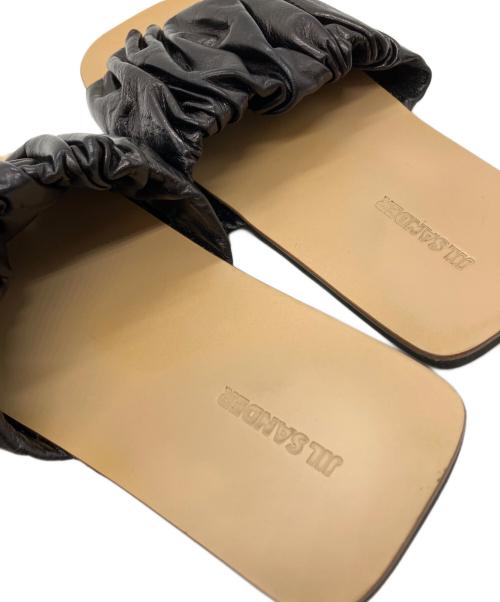 JIL SANDER（ジルサンダー）JIL SANDER (ジルサンダー) ギャザースライドレザーサンダル ブラック サイズ:36の古着・服飾アイテム