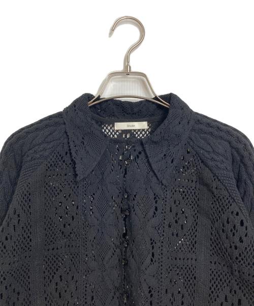 anuke（アンヌーク）anuke (アンヌーク) Layered Lace Knit ニットカーディガン　レース編みカーディガン ブラック サイズ:FREEの古着・服飾アイテム