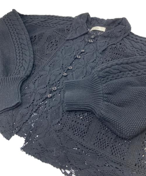 anuke（アンヌーク）anuke (アンヌーク) Layered Lace Knit ニットカーディガン　レース編みカーディガン ブラック サイズ:FREEの古着・服飾アイテム